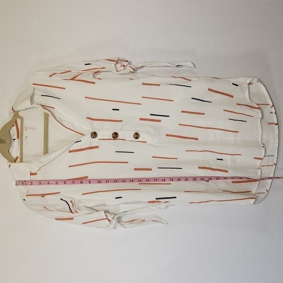 Lush Women's White Tie Short Sleeve Rayon Blend 3/4 Button Pull Over Shirt Dress - Picture 14 of 14